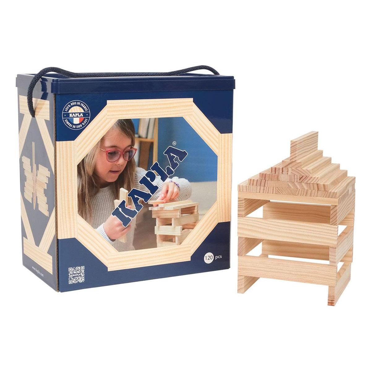 Kapla Jeu de construction  Baril 120 planchettes nature