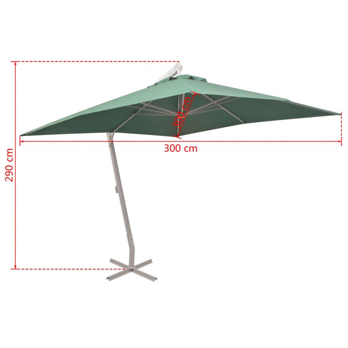 VIDAXL Parasol suspendu avec poteau en aluminium 300x300 cm vert