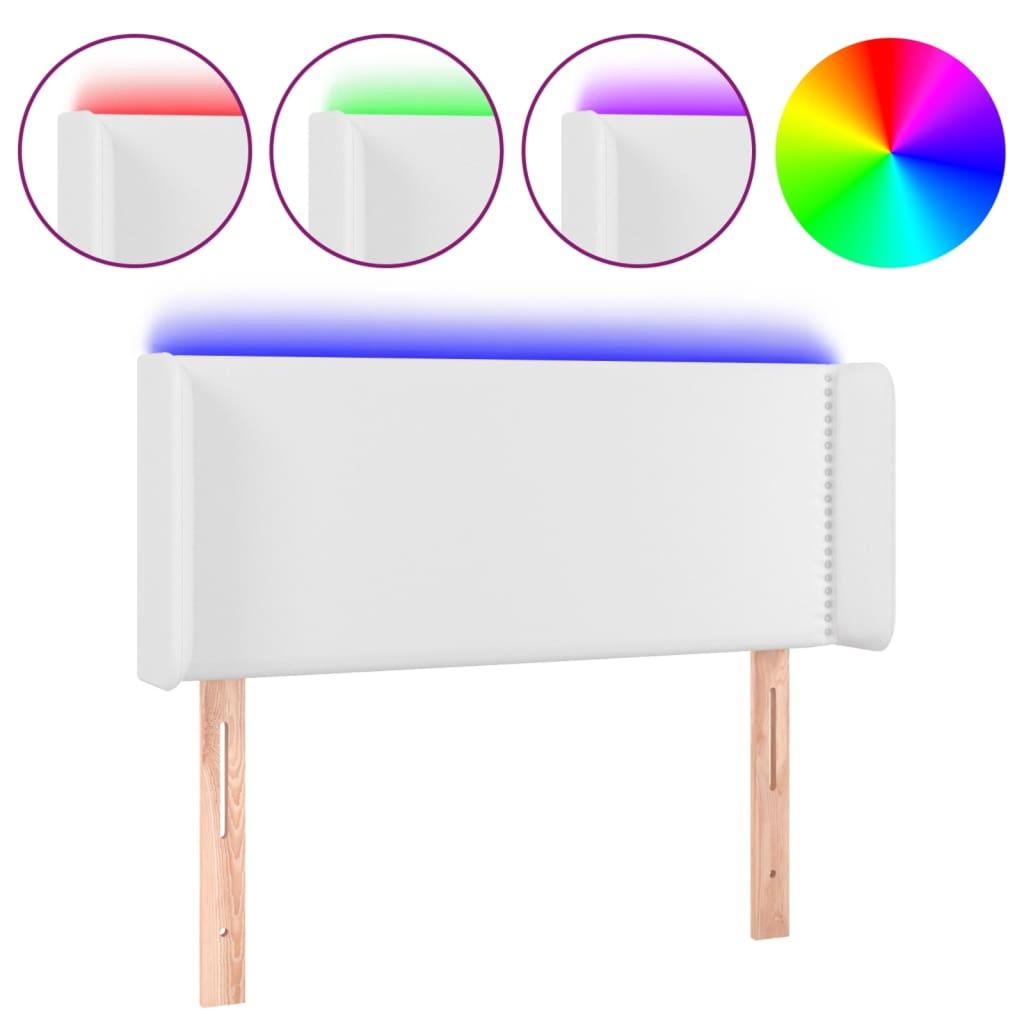 Voir la diapositive 2 : VIDAXL Tete de lit a LED Blanc 103x16x78/88 cm Similicuir