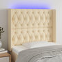 Voir la diapositive 1 : VIDAXL Tete de lit a LED Creme 103x16x118/128 cm Tissu