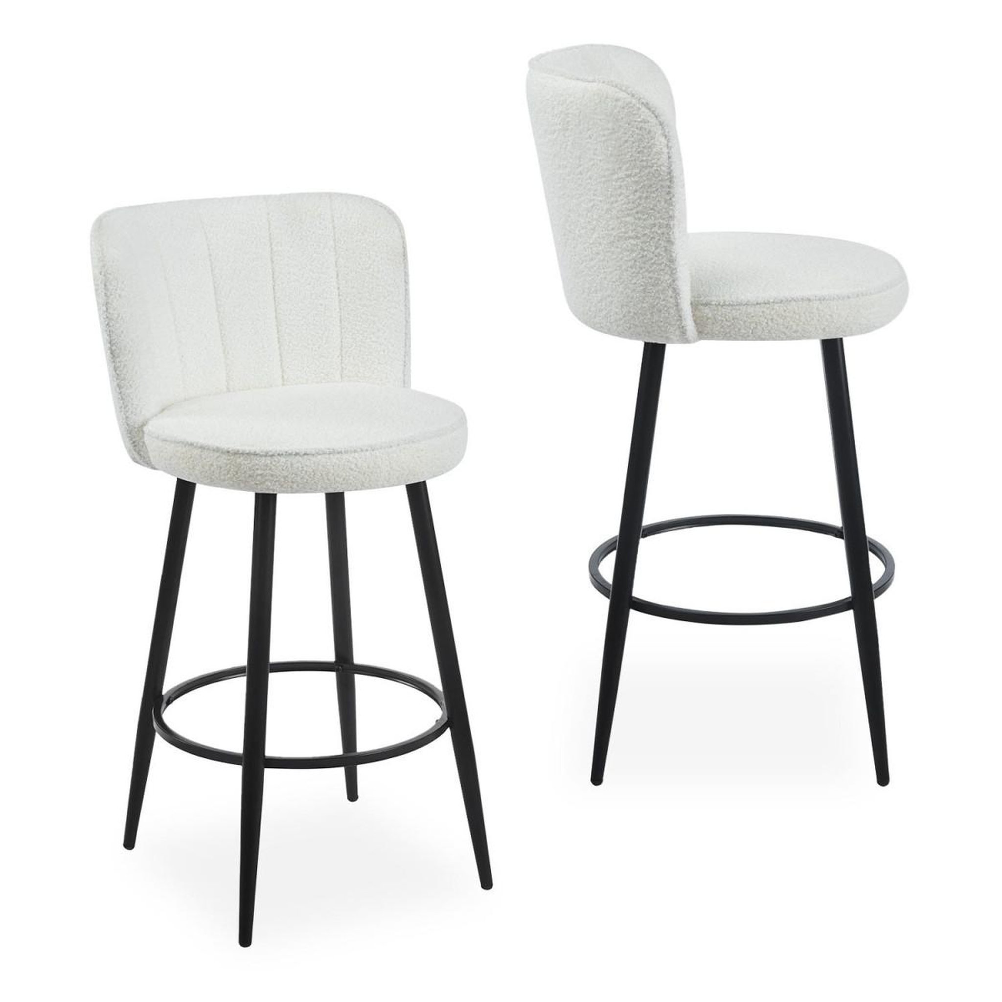 Paris Prix Lot de 2 Chaises de Bar en Tissu Bouclette  Philis  105cm Crème