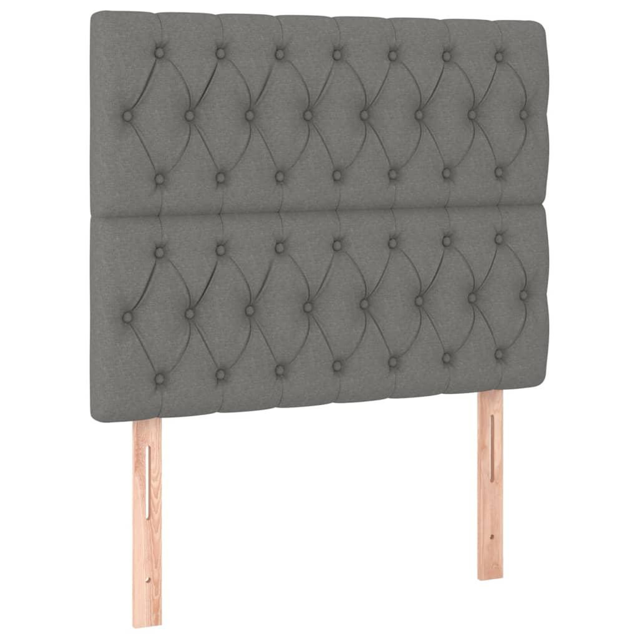 Voir la diapositive 2 : VIDAXL Tetes de lit 2 pcs Gris fonce 100x7x78/88 cm Tissu