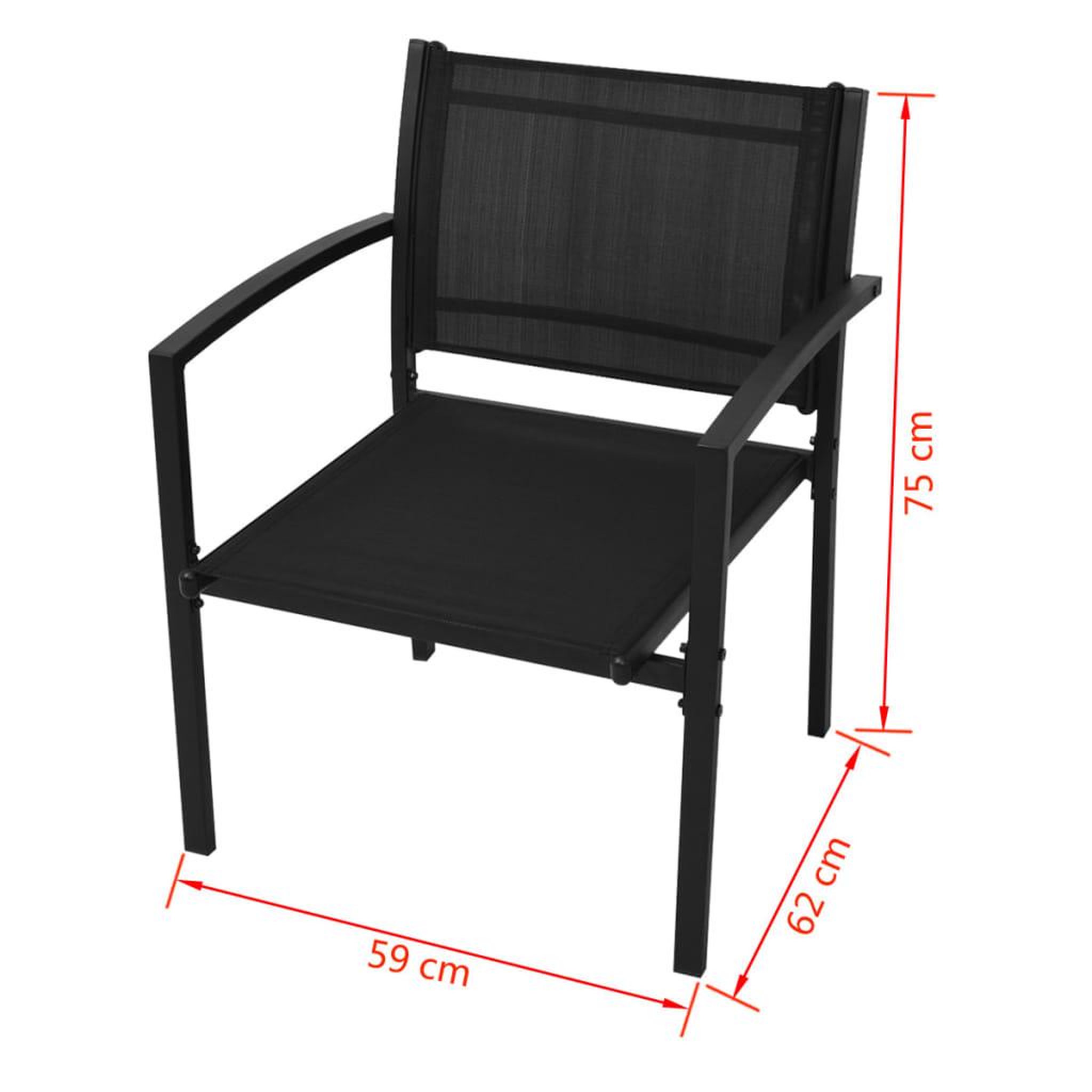 Voir la diapositive 6 : VIDAXL Salon de jardin 4 pcs textilene noir