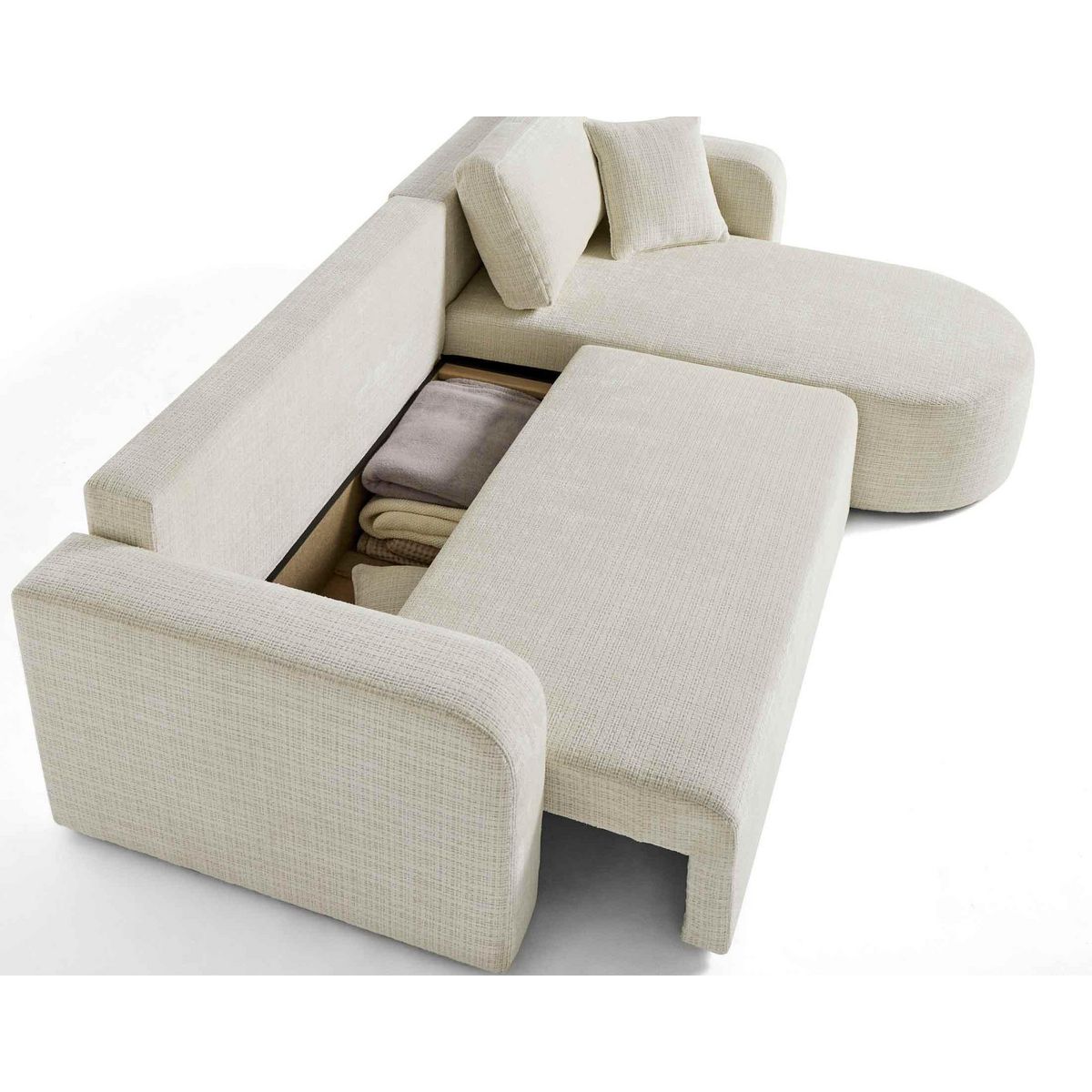 BEST MOBILIER Miro - canapé d'angle réversible - 4 places - convertible avec coffre - en velours texturé