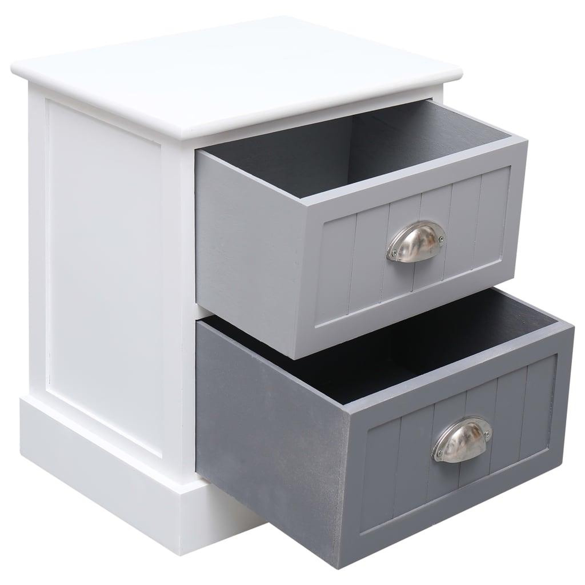 Voir la diapositive 2 : VIDAXL Table de chevet Gris 38x28x45 cm Bois de Paulownia