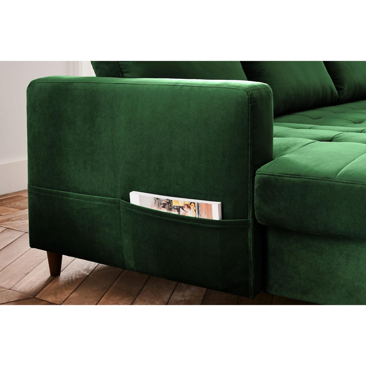 LISA DESIGN Anna - canapé panoramique d'angle droit - 7 places - convertible avec coffre - en velours