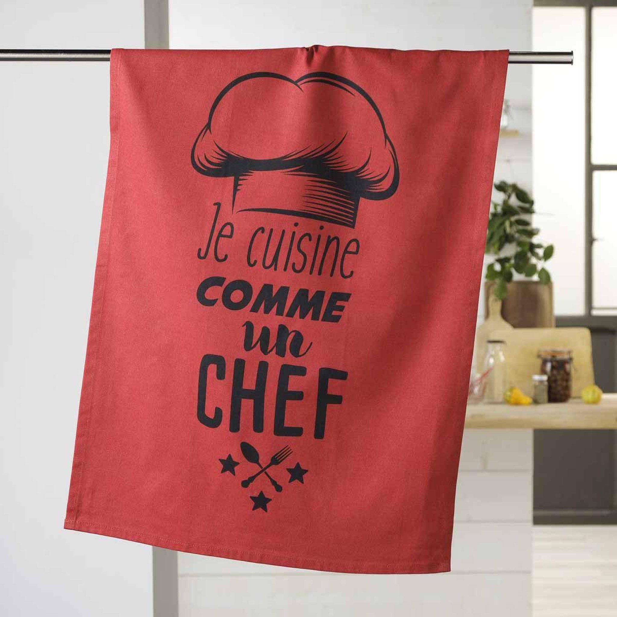 Voir la diapositive 2 : Douceur d'Intérieur Torchon de cuisine  comme un chef  50x70cm rouge