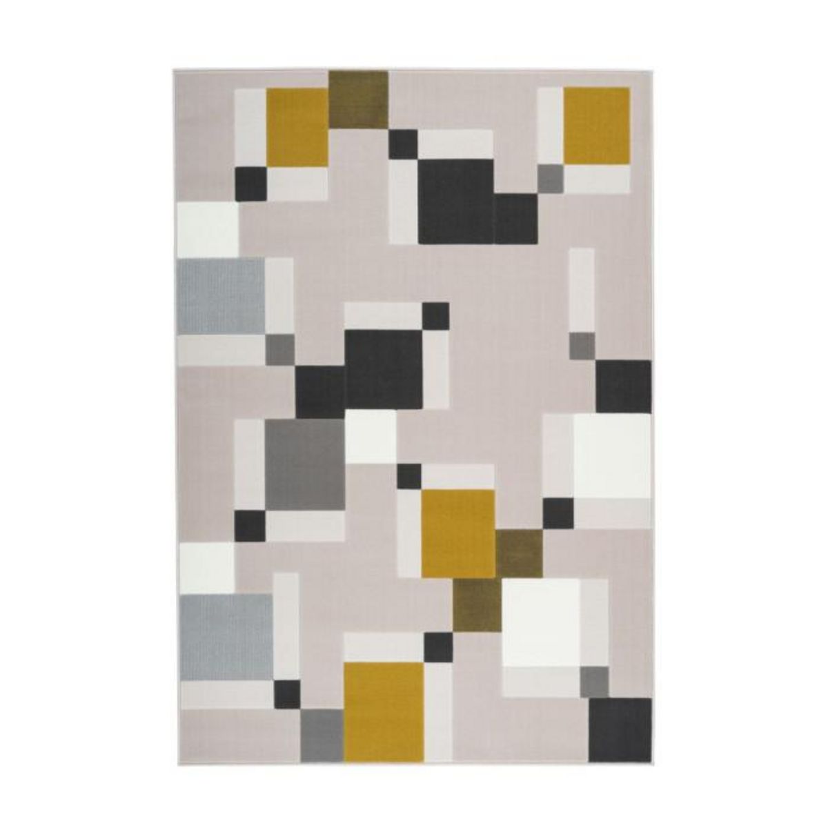 Paris Prix Tapis Géométrique à Poils Courts  Esperanto II  Crème & Vert