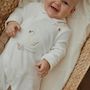 Voir la diapositive 5 : Petit Béguin Pyjama bébé en velours ouverture croisée Perle