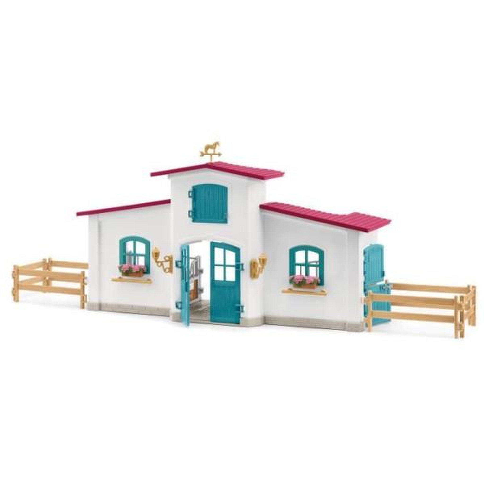 Voir la diapositive 3 : Schleich Centre équestre modulable de Lakeside pour chevaux, coffret figurines avec 115 éléments, Schleich 42567 Horse Club