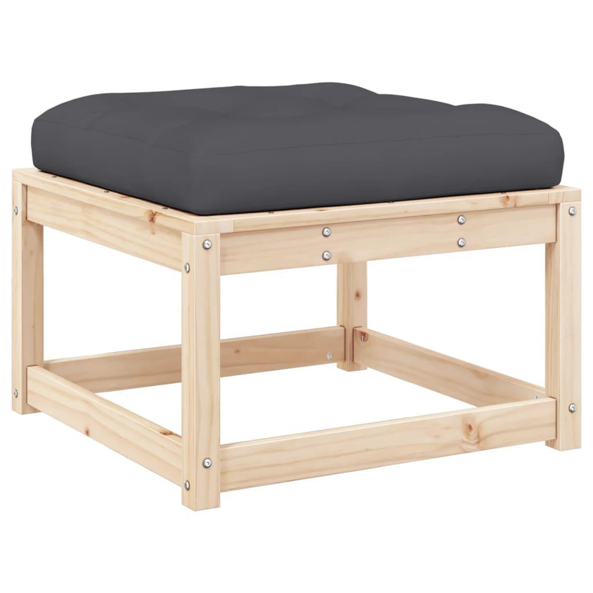 Voir la diapositive 2 : VIDAXL Repose-pied de jardin avec coussins bois de pin massif