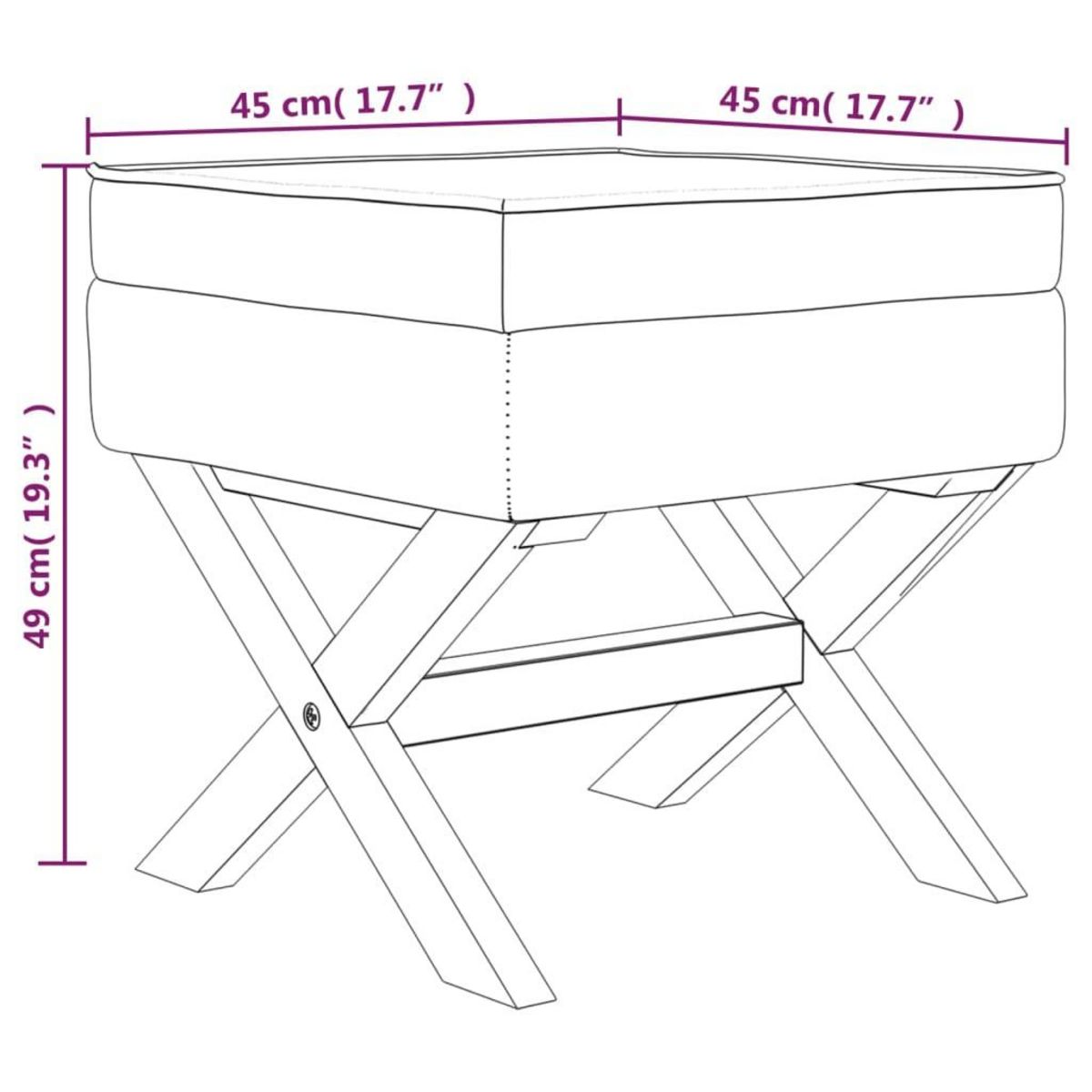 VIDAXL Tabouret de rangement Gris fonce 45x45x49 cm Velours