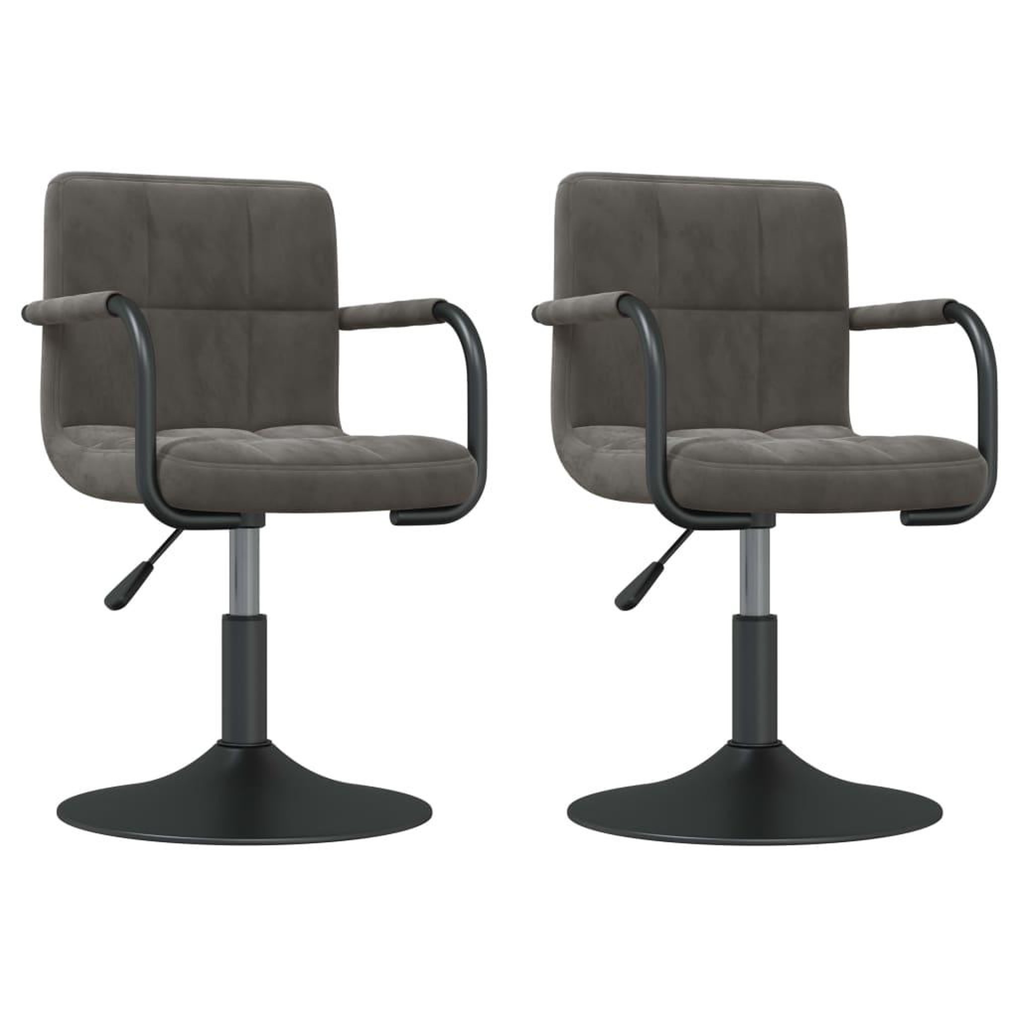 Voir la diapositive 2 : VIDAXL Chaises pivotantes a manger lot de 2 gris fonce velours