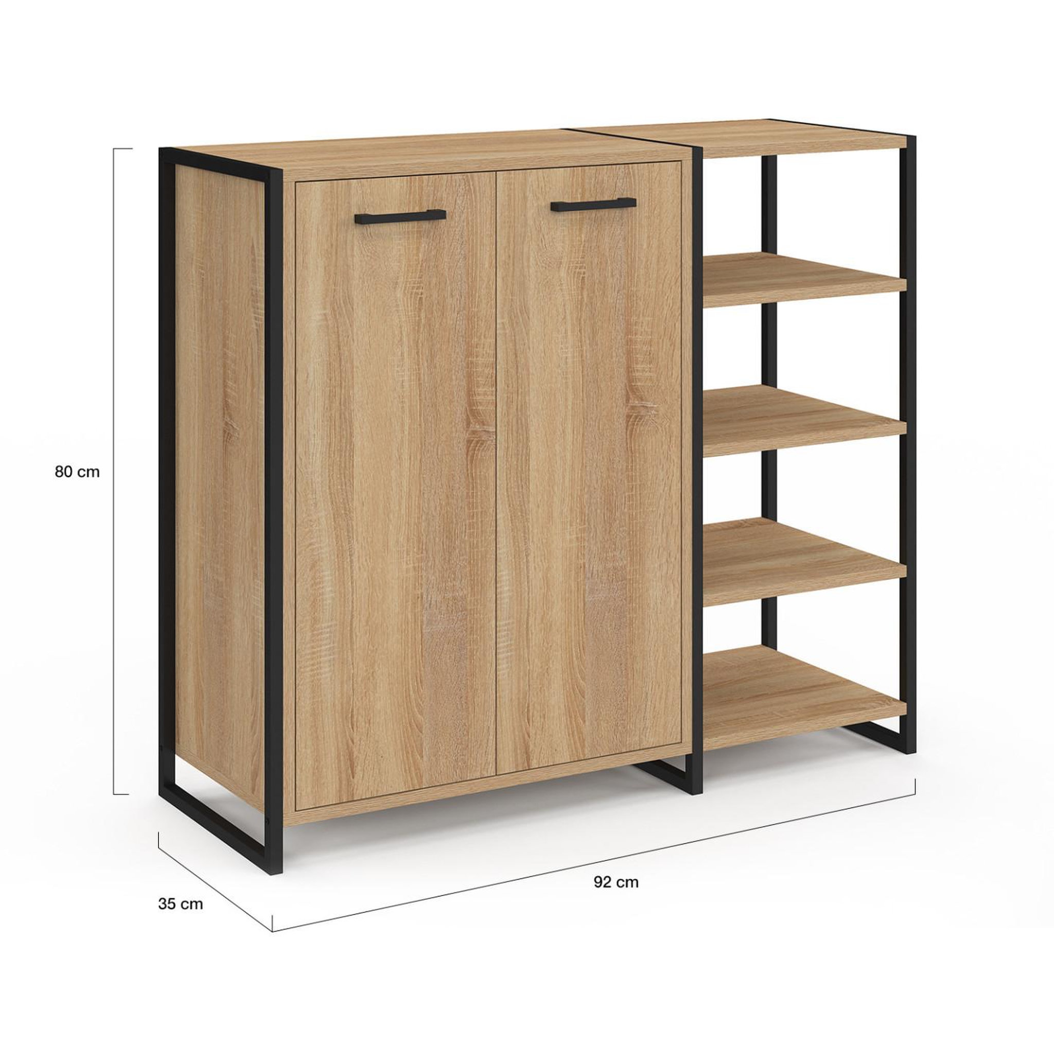 Voir la diapositive 6 : ID MARKET Armoire à chaussures 12 paires LUIS 2 portes avec étagère design industriel
