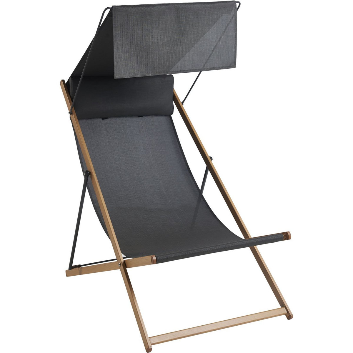 GARDENSTAR Chilienne avec pare soleil - Acier et polyester - Gris Anthracite