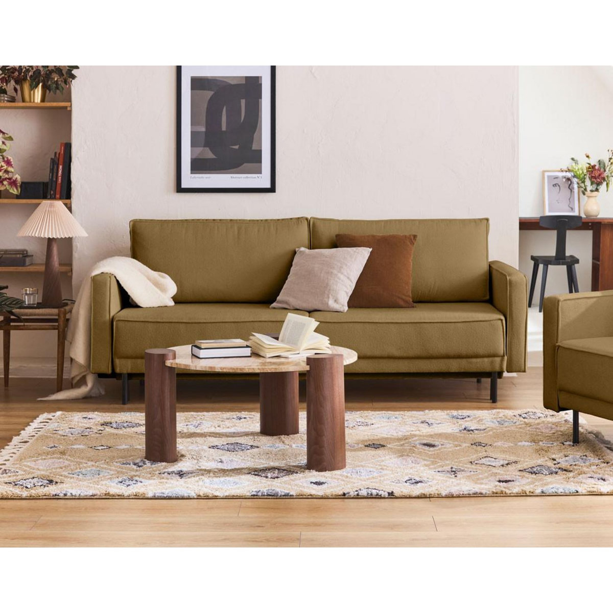 LISA DESIGN Charlie - canapé droit 3 places - convertible avec coffre - en tissu