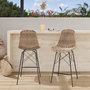 Voir la diapositive 2 : Rendez vous déco Lot de 2 chaises de bar de jardin 63 cm en résine tressée marron-Tiptur