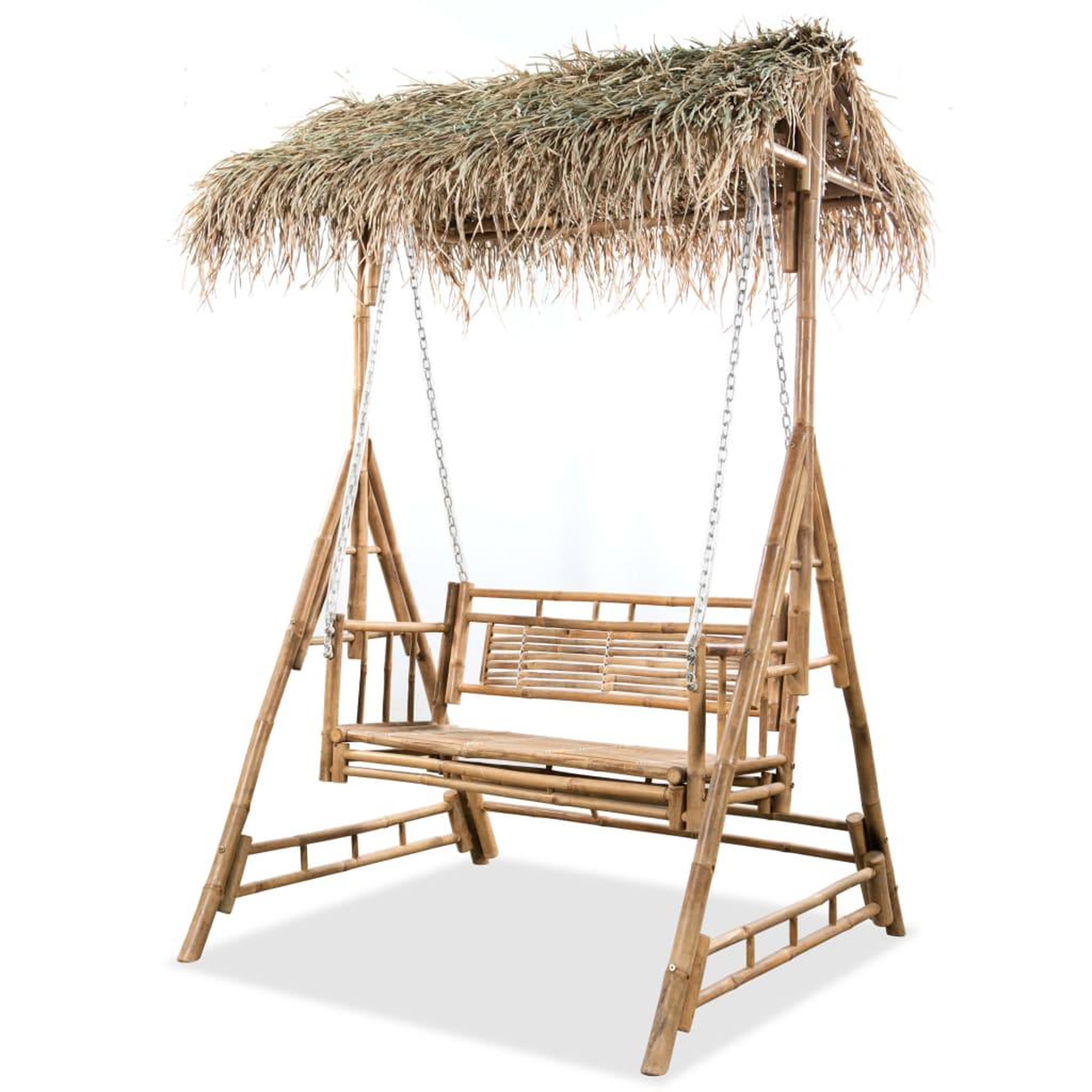 Voir la diapositive 1 : VIDAXL Balancelle a 2 places avec feuilles de palmier Bambou 202 cm