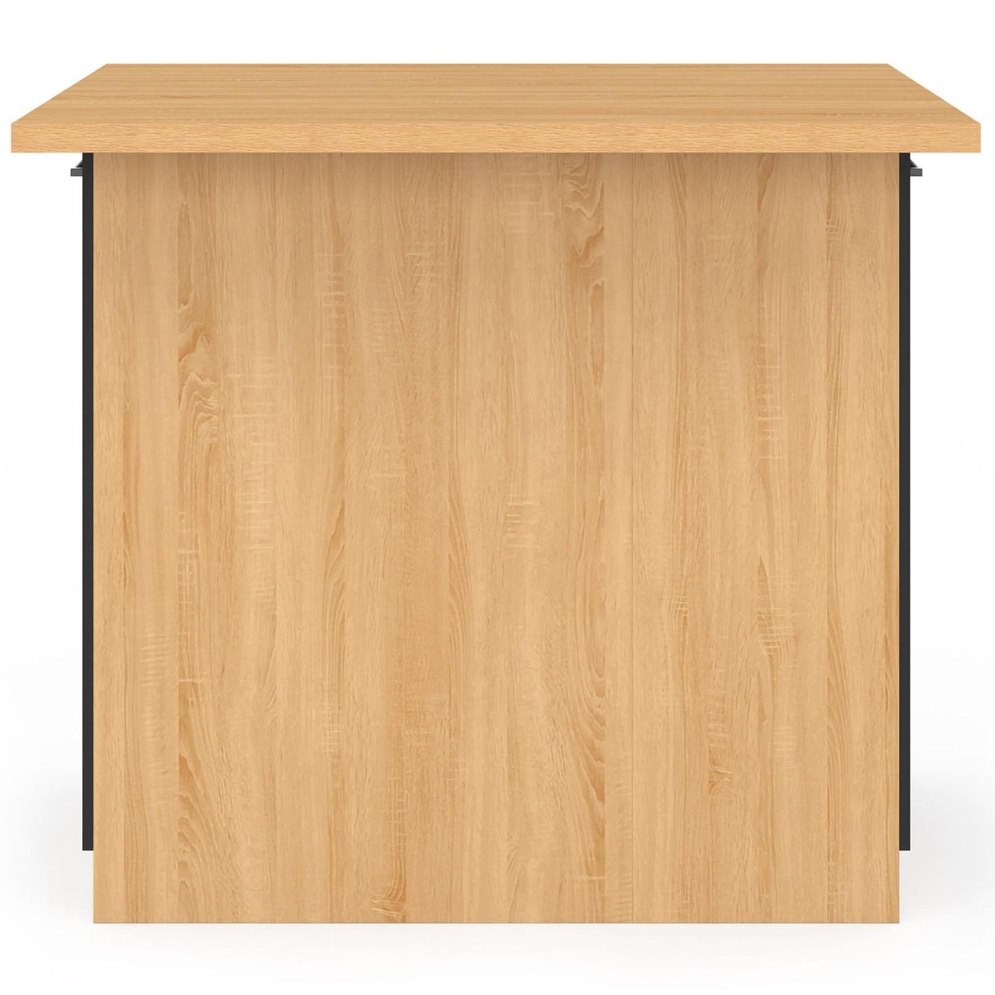 Voir la diapositive 3 : ID MARKET Ilot central ivo 100 cm bois façon hêtre portes noires avec plan de travail
