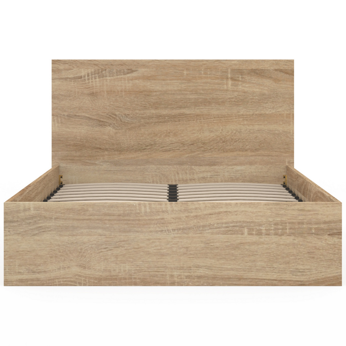 ID MARKET Lit coffre double SEASIDE avec tête de lit et sommier 140x190 cm façon hêtre