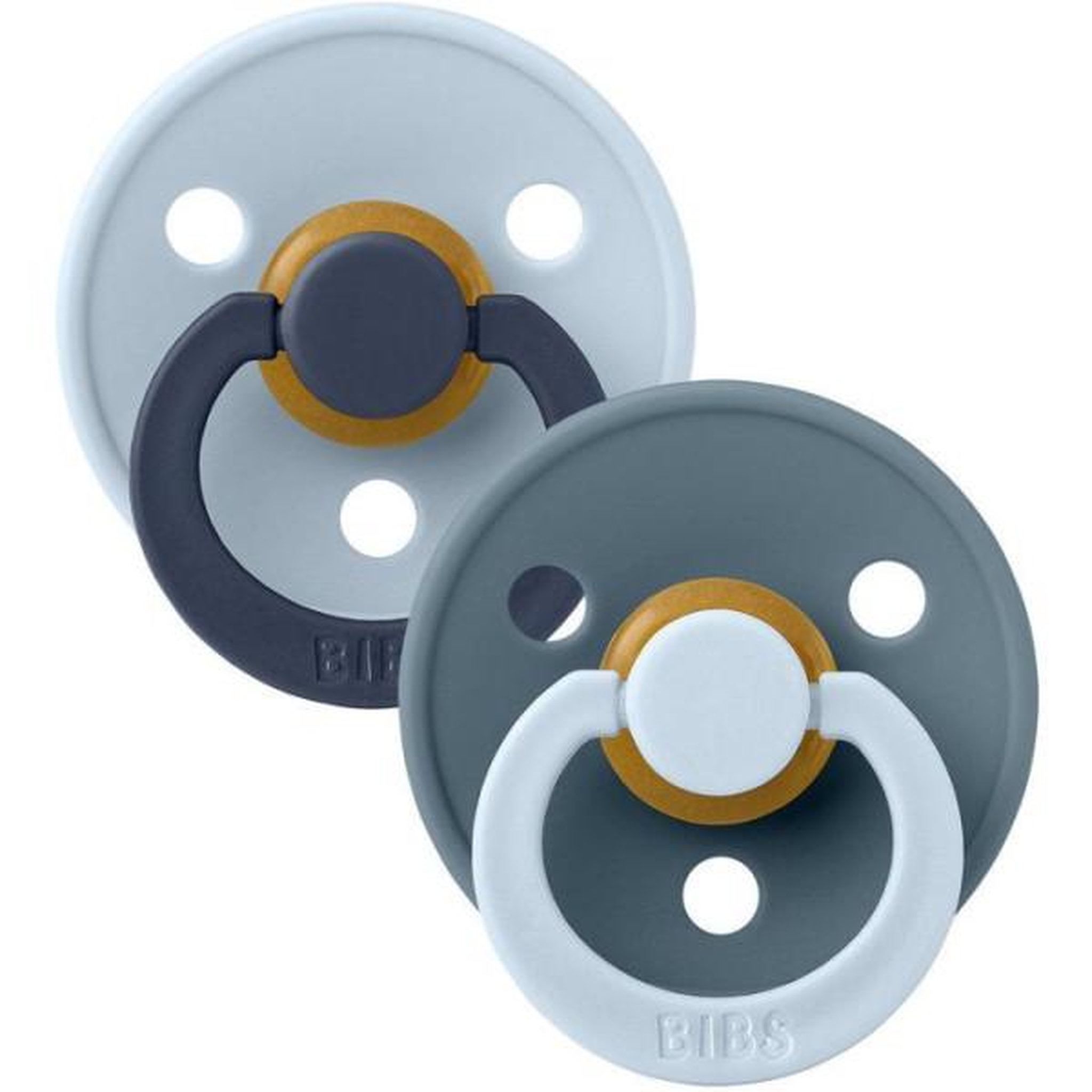BIBS Sucette bébé - BIBS Studio Colour - Ronde - T1 - Caoutchouc naturel - Blue Mix Petrol - Pack de 2