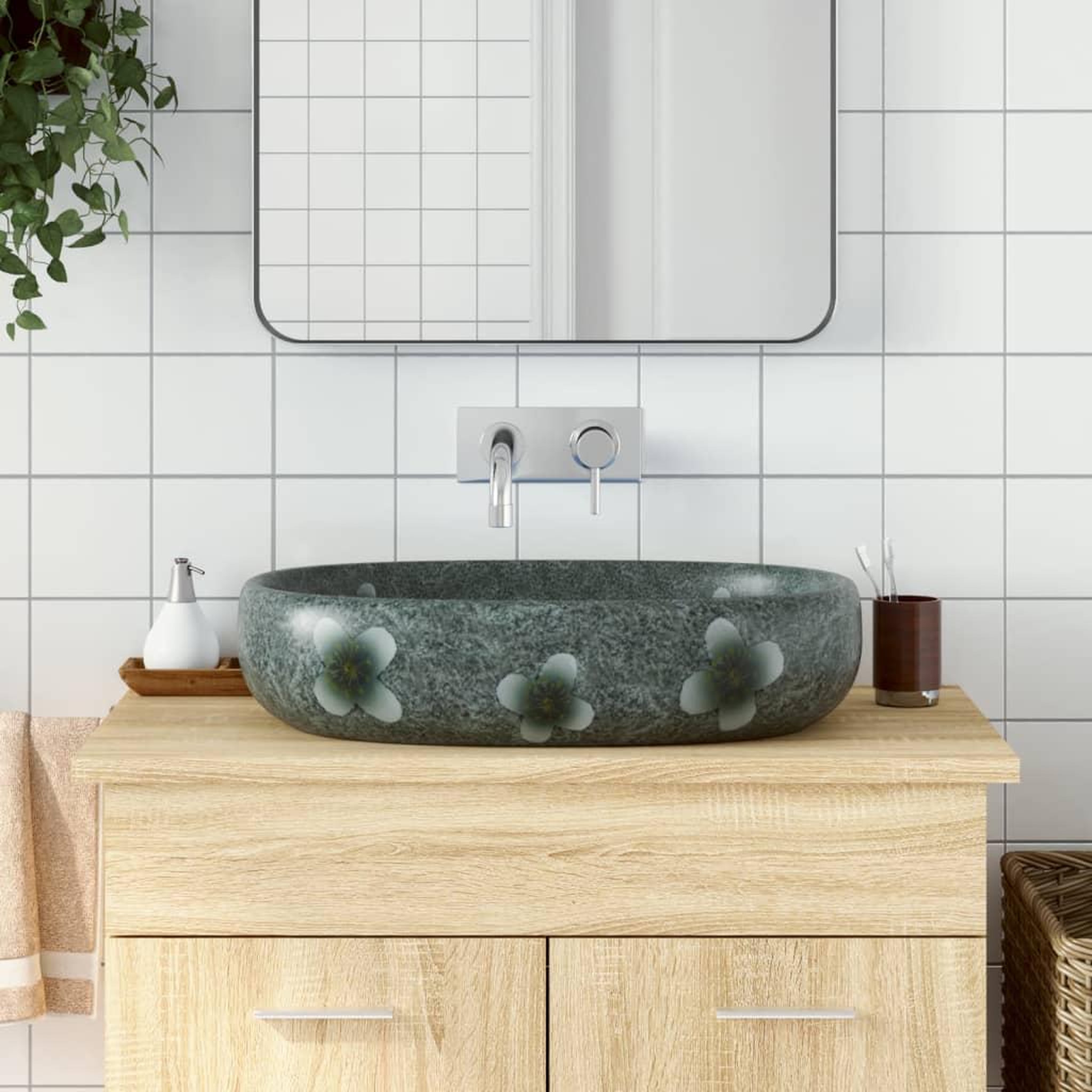 VIDAXL Vasque a poser bleu ovale 59x40x14 cm ceramique