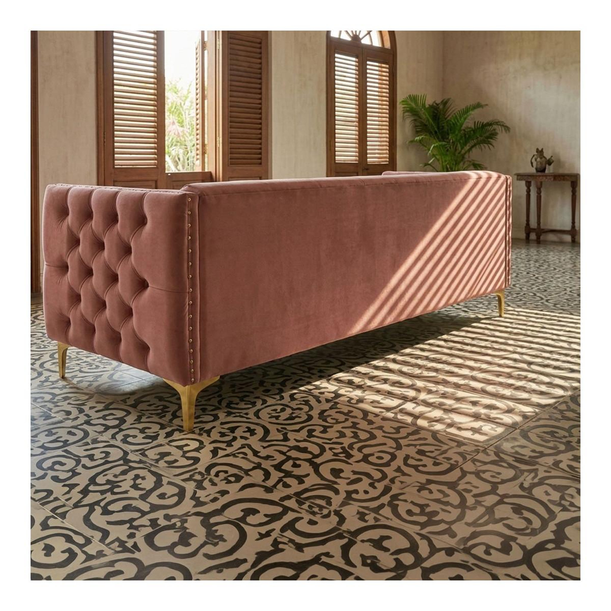 Voir la diapositive 4 : Paris Prix Canapé 3 places en velours  suez  204cm rose