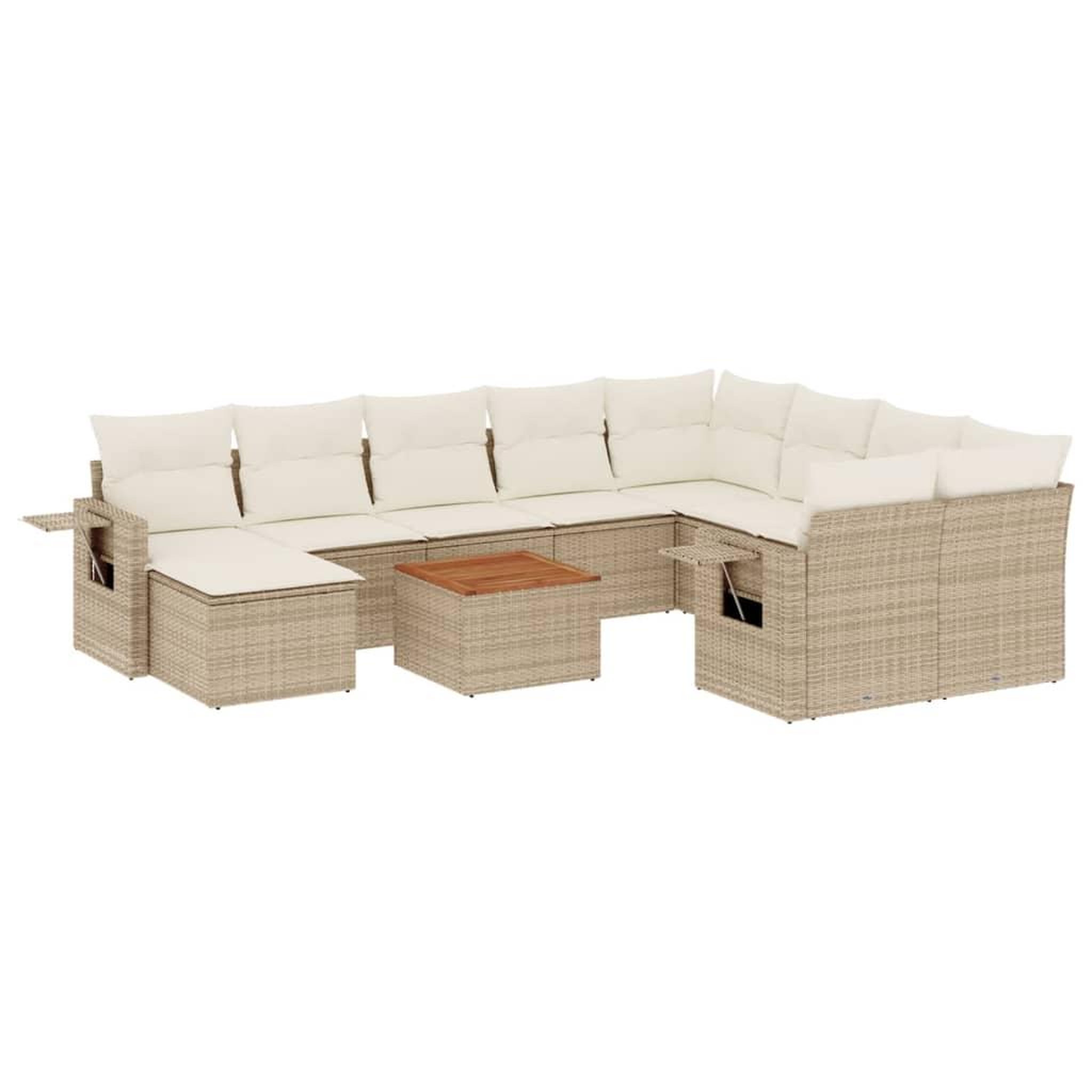Voir la diapositive 2 : VIDAXL Salon de jardin 11 pcs avec coussins beige resine tressee
