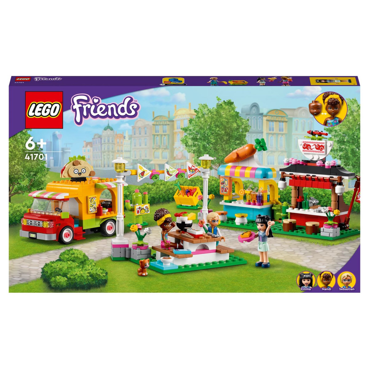 LEGO Friends 41701 Le Marché de Street Food, Jouet Camion Bar à Jus pour Enfants +6 ans
