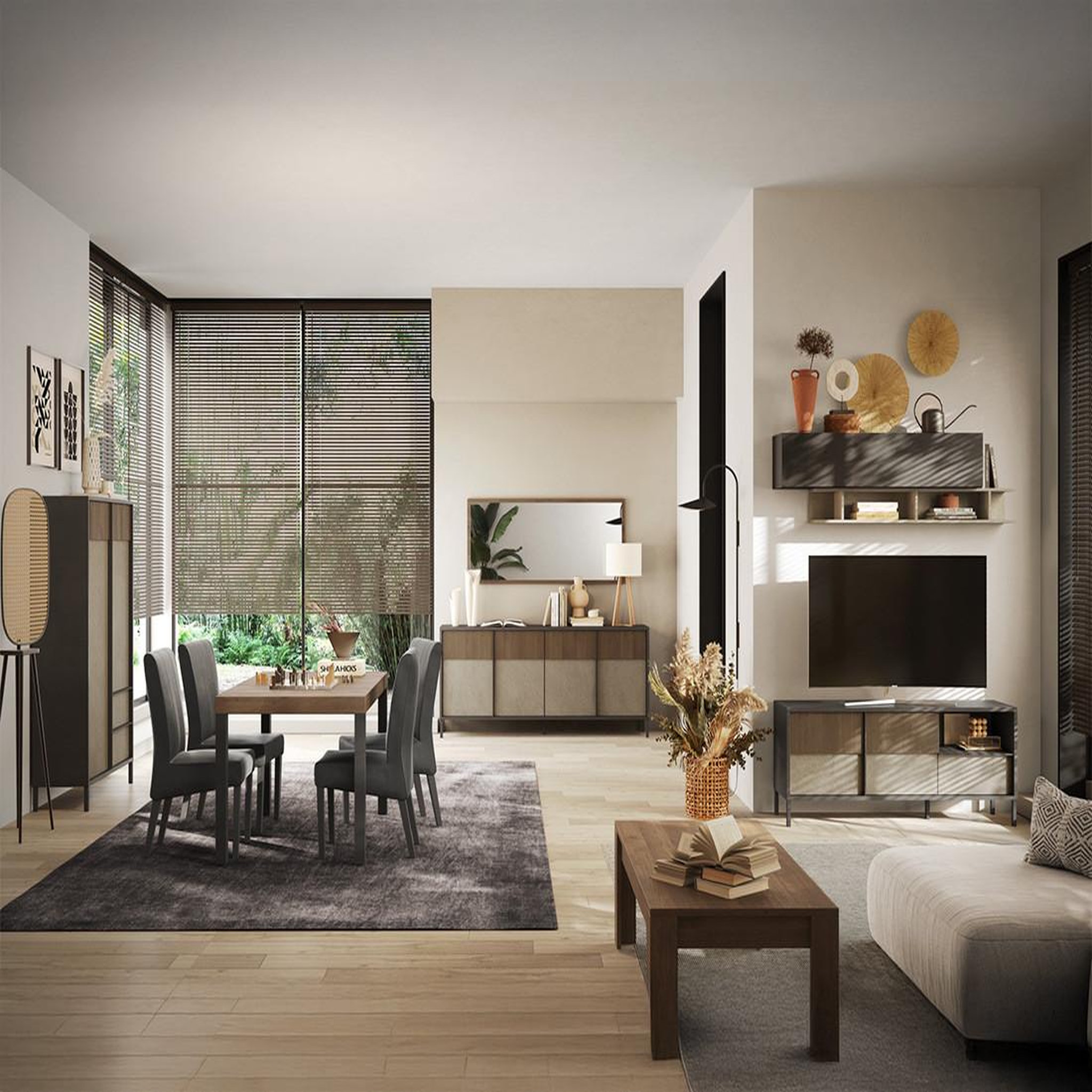 Voir la diapositive 4 : BEST MOBILIER Jules - meuble tv - 2 portes et 1 tiroir - 156 cm