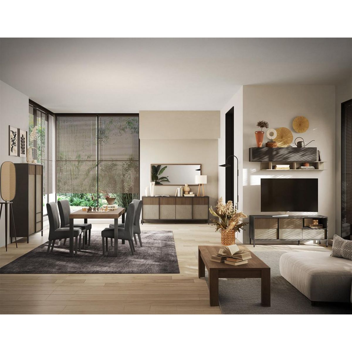 BEST MOBILIER Jules - meuble tv - 2 portes et 1 tiroir - 156 cm