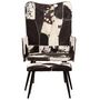 Voir la diapositive 2 : VIDAXL Chaise a oreilles avec repose-pied Noir Cuir veritable