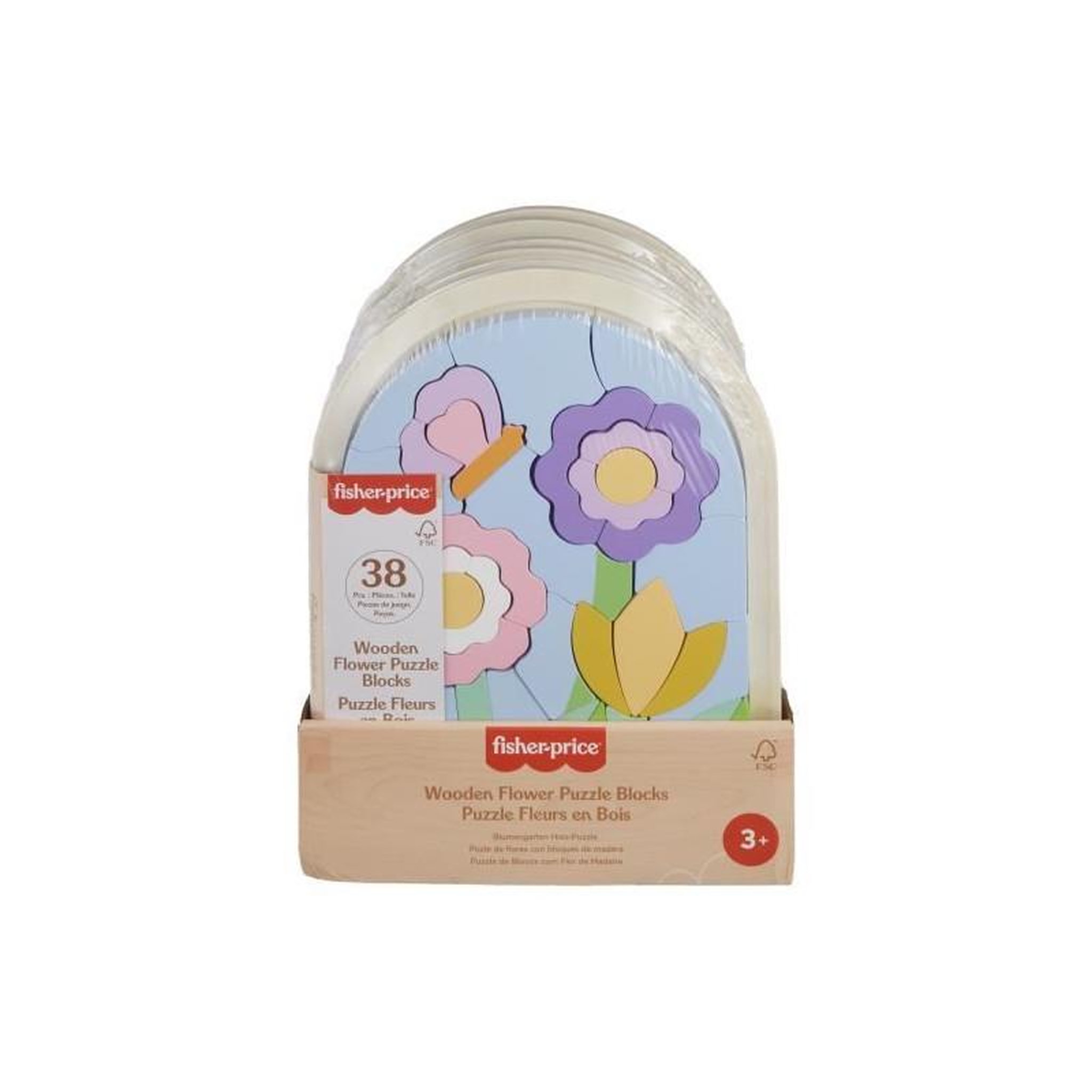 FISHER PRICE Puzzle 37 pièces bois Fleurs – Puzzle éducatif enfant maternelle – Fisher-Price – HXT97