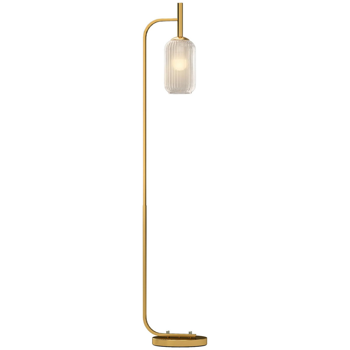 HOMCOM Lampadaire sur pied style rétro H.153 cm piètement mât métal doré abat-jour verre texturé