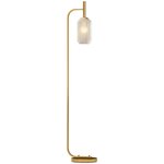 HOMCOM Lampadaire sur pied style rétro H.153 cm piètement mât métal doré abat-jour verre texturé