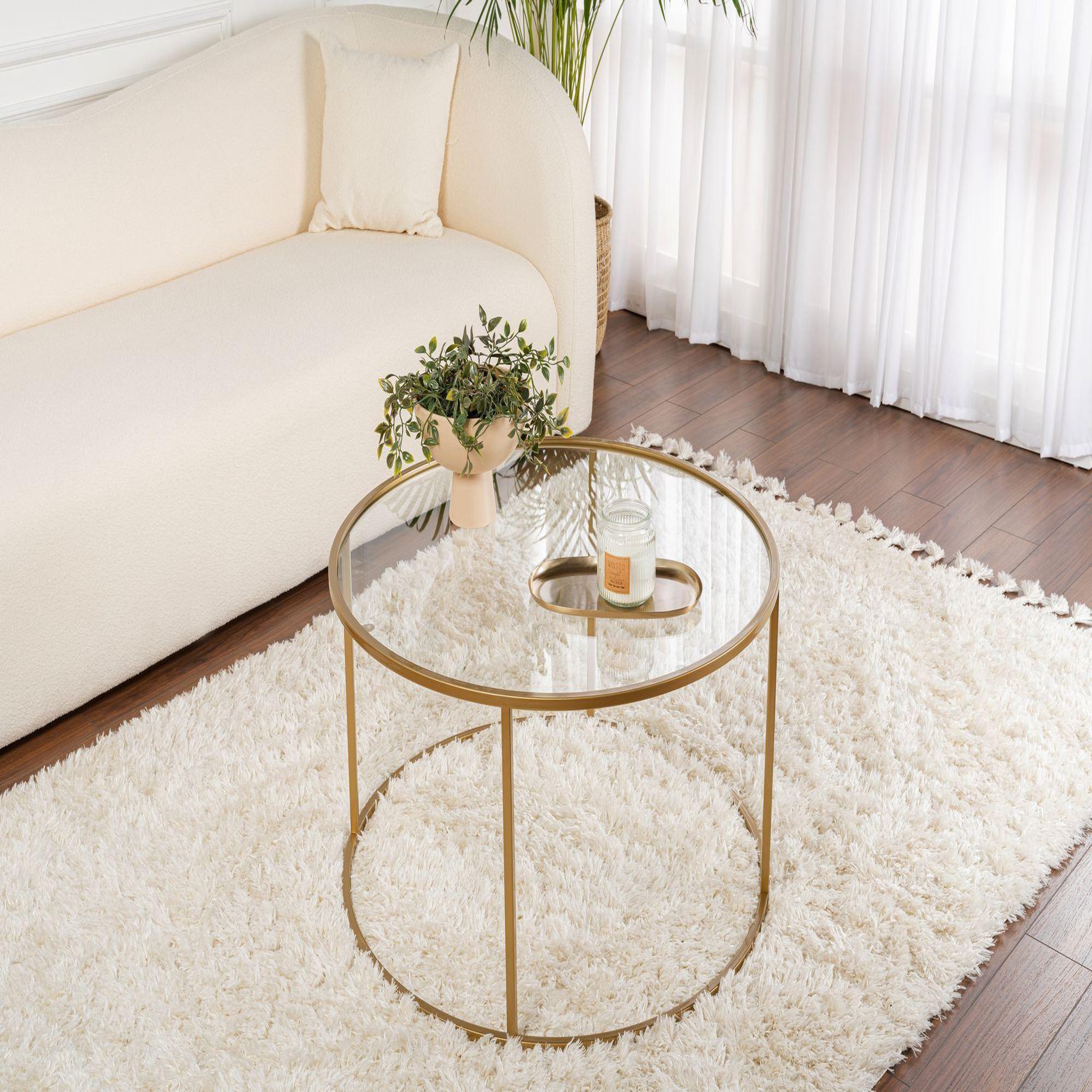 Voir la diapositive 2 : Habitat et Jardin Table basse en métal  aurum  - 80 x 80 x 43 cm - or transparent