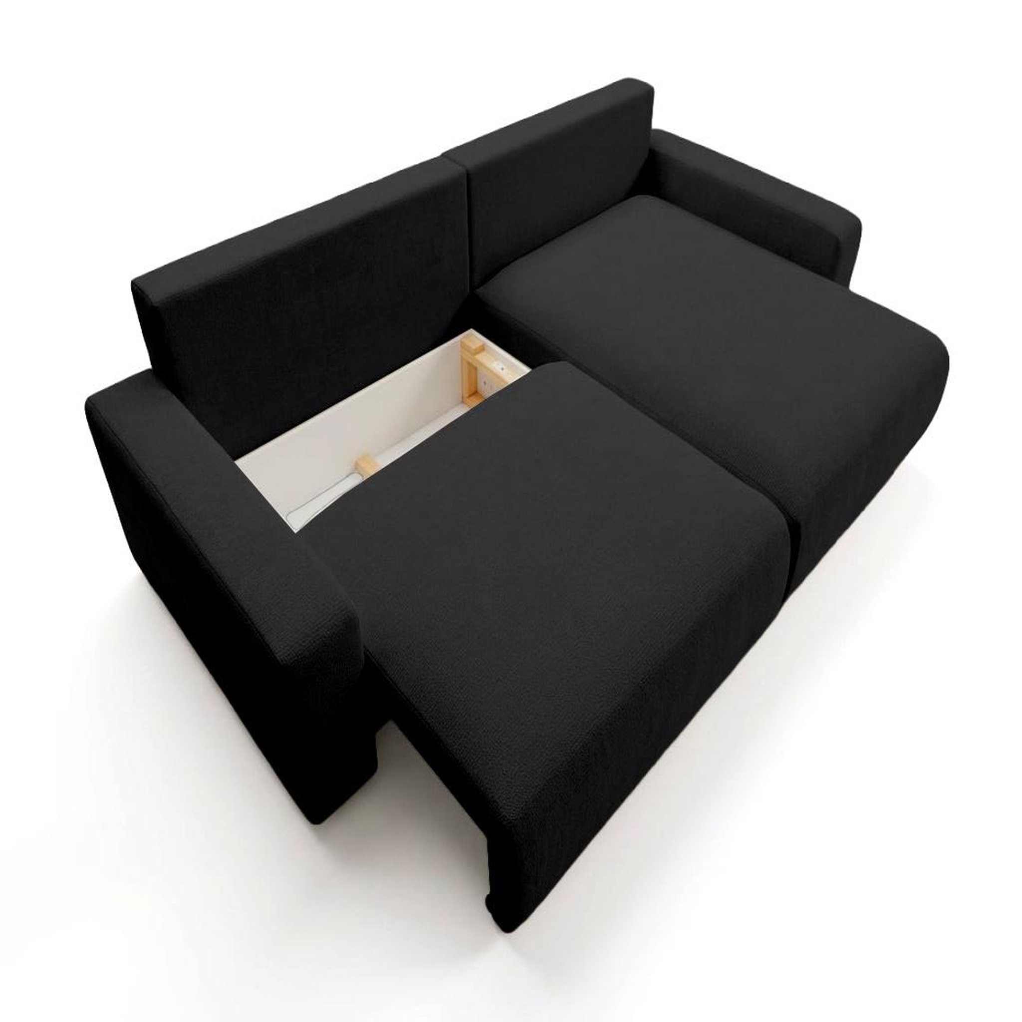 Voir la diapositive 4 : BEST MOBILIER Mini pivoine - canapé d'angle réversible 4 places convertible avec coffre en velours texturé