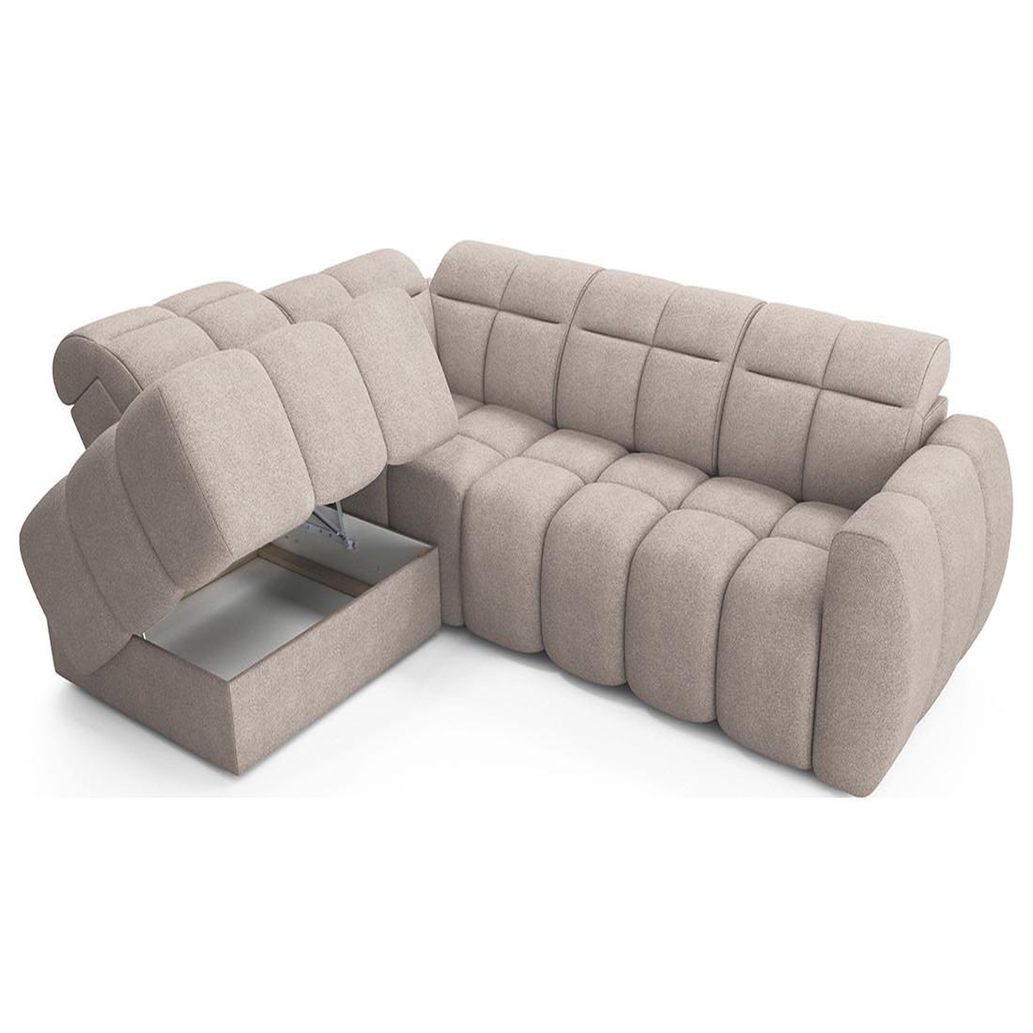 Voir la diapositive 5 : BEST MOBILIER Basile - canapé d'angle gauche 4 places assise extensible électrique avec coffre en tissu texturé