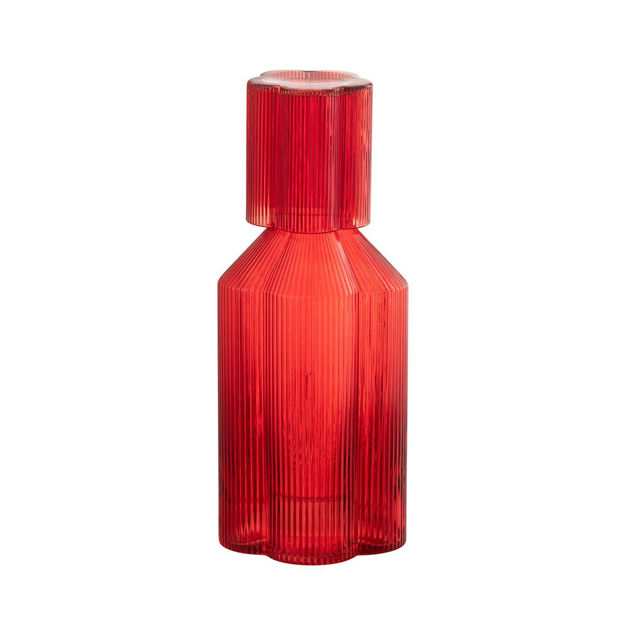 Voir la diapositive 2 : J-LINE Carafe en verre  fiole  27cm rouge