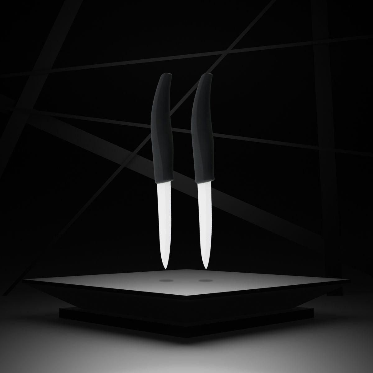 NIROSTA Lot de 2 couteaux de cuisine avec lame en céramique de 7,5 cm Nirosta Céramique