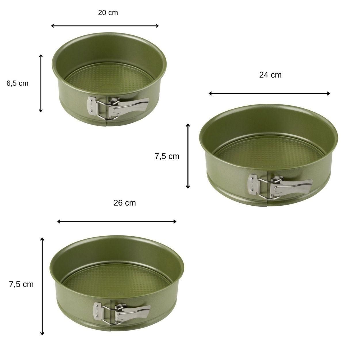ZENKER Set de 3 moules à manqué à charnière 20 cm 24 cm et 26 cm Zenker Green Vision