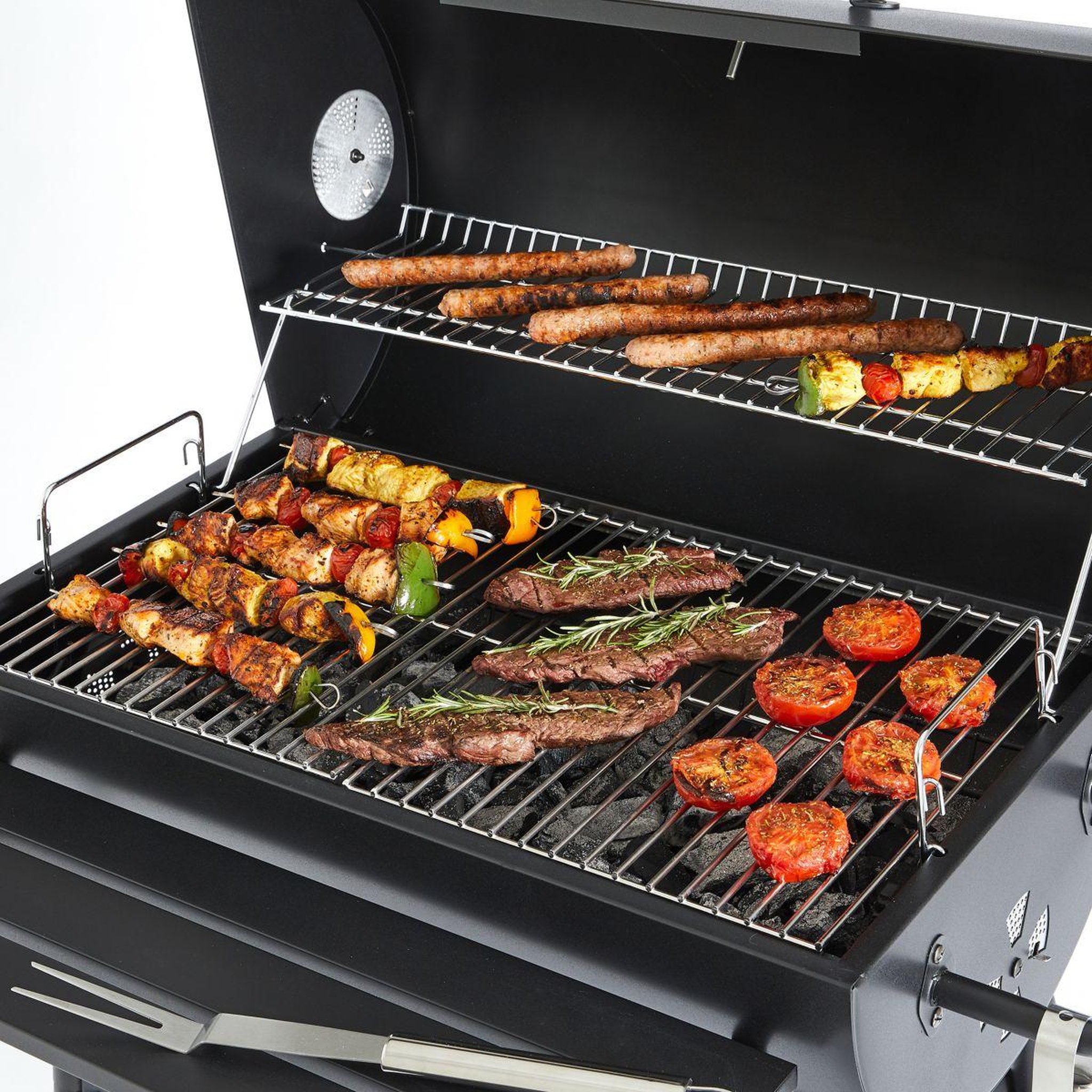 Voir la diapositive 3 : ESSENTIEL B Barbecue charbon ebca1 noir sur chariot, 62x35 cm