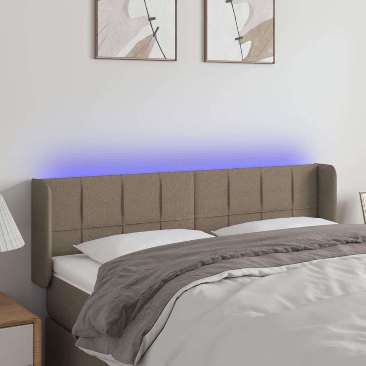 VIDAXL Tete de lit a LED Taupe 147x16x78/88 cm Tissu