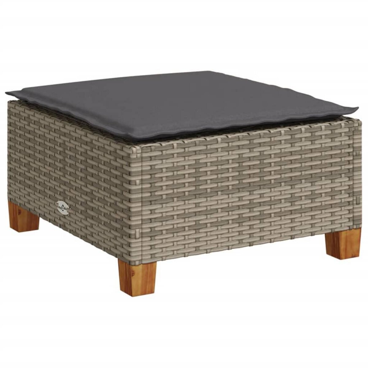 VIDAXL Tabouret de jardin et coussin gris 63,5x56x32 cm resine tressee