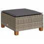 Voir la diapositive 2 : VIDAXL Tabouret de jardin et coussin gris 63,5x56x32 cm resine tressee