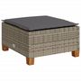 Voir la diapositive 2 : VIDAXL Tabouret de jardin et coussin gris 63,5x56x32 cm resine tressee