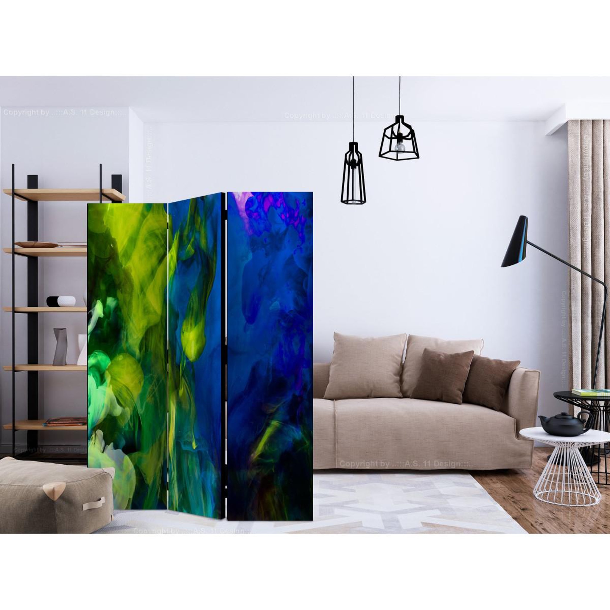 Voir la diapositive 2 : Paris Prix Paravent 3 volets  colored flames ii  135x172cm