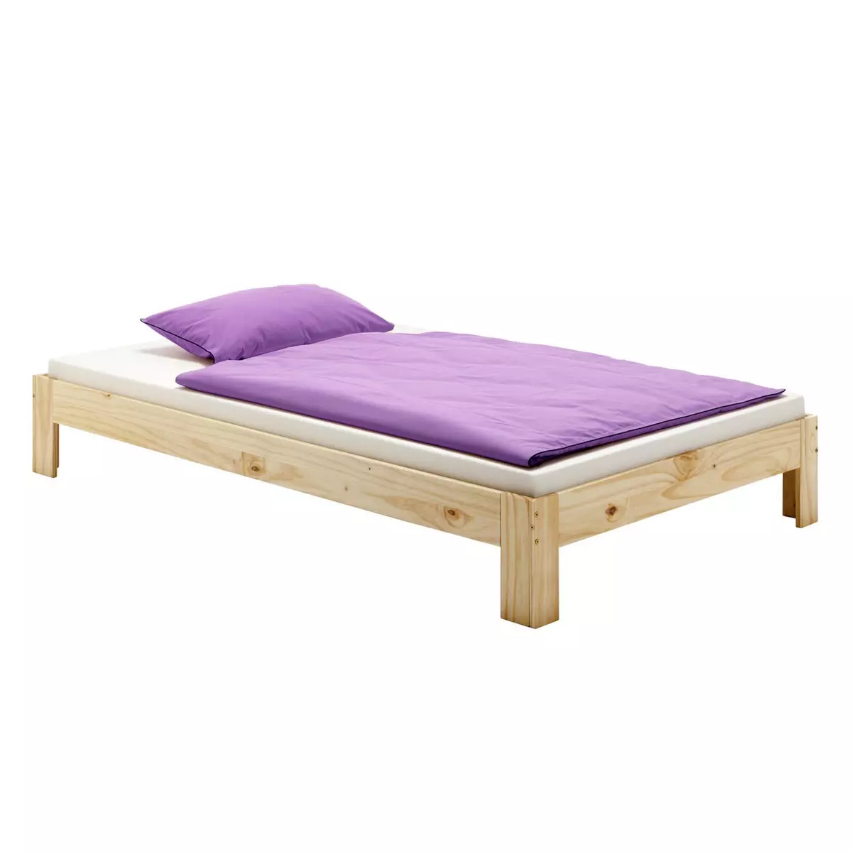 IDIMEX Lit futon THOMAS couchage double 140 x 190 cm 2 places / 2 personnes, en pin massif vernis naturel