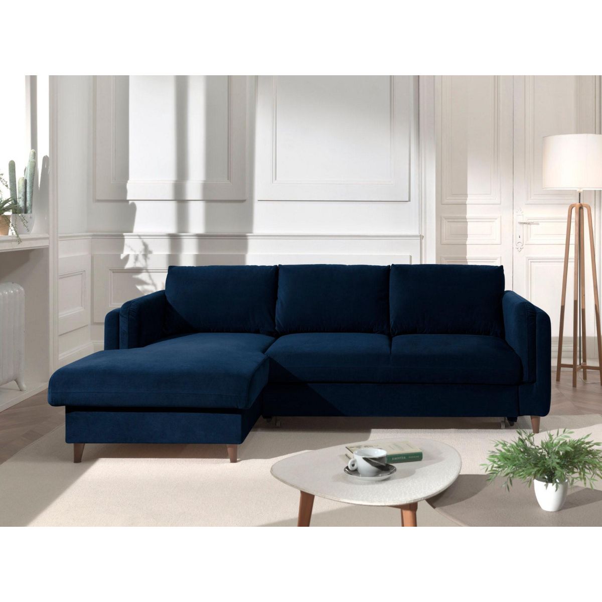 LISA DESIGN Brooke - canapé d'angle gauche - convertible avec coffre - 4 places - en velours