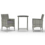 Voir la diapositive 1 : VIDAXL Ensemble de bistro 3 pcs Resine tressee et verre trempe Gris